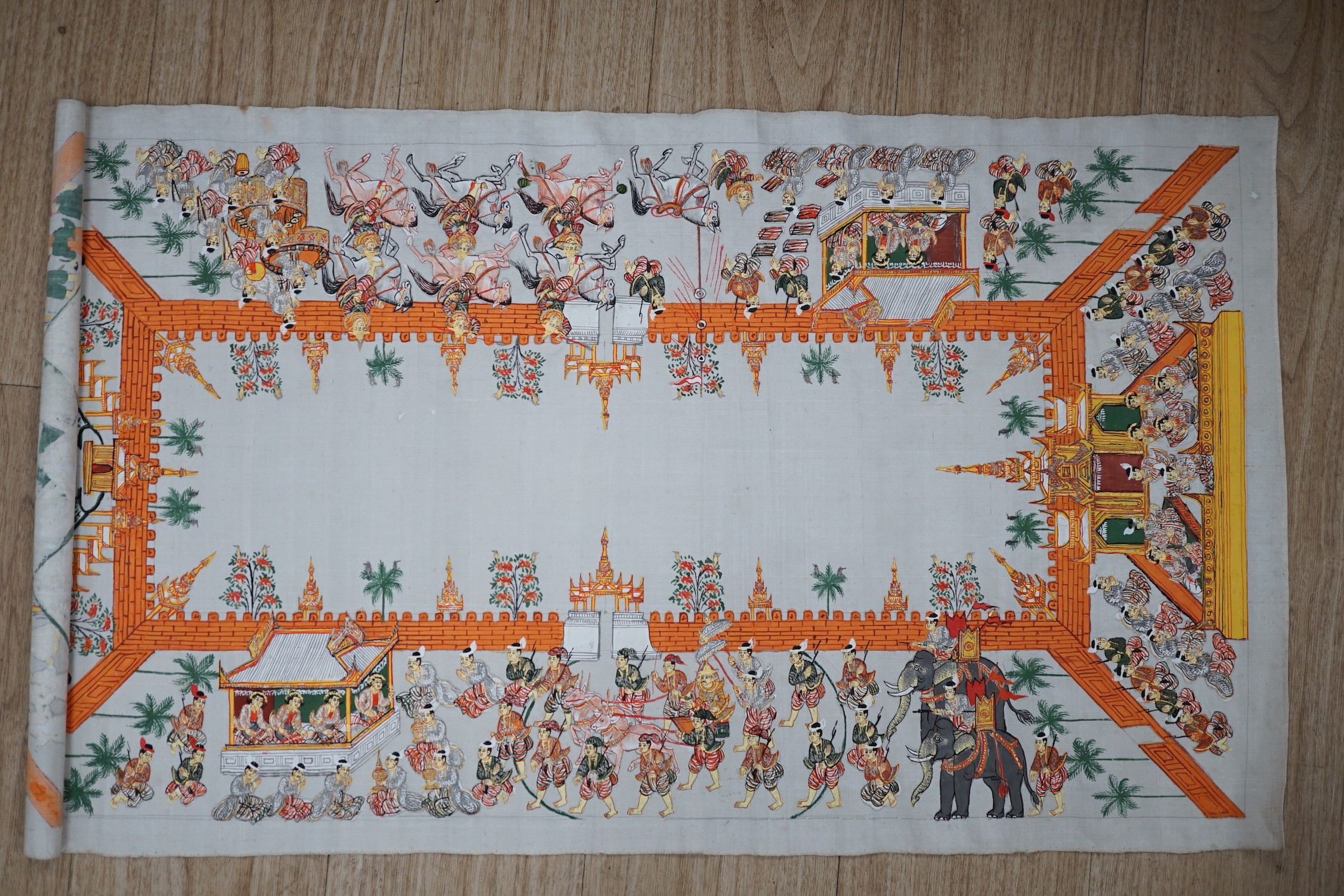 A quantity of painted Indian scrolls